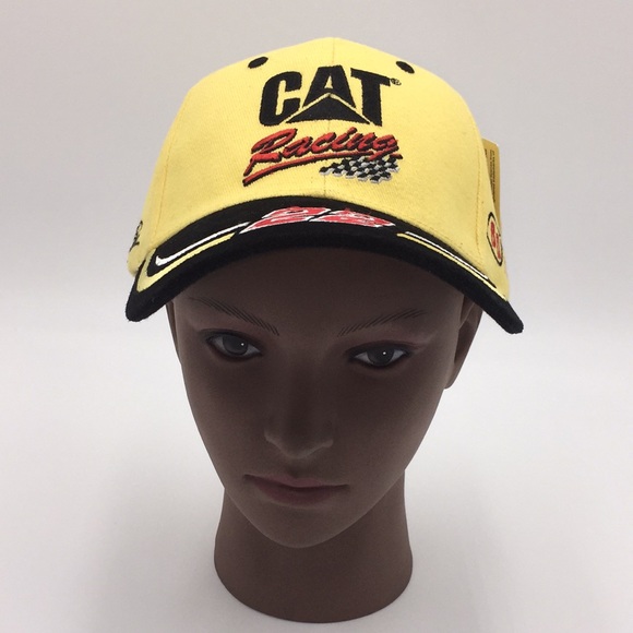 Caterpillar Cat Racing 22 Nascar Hat Baseball Cap Visor Yellow Black - Picture 2 of 15